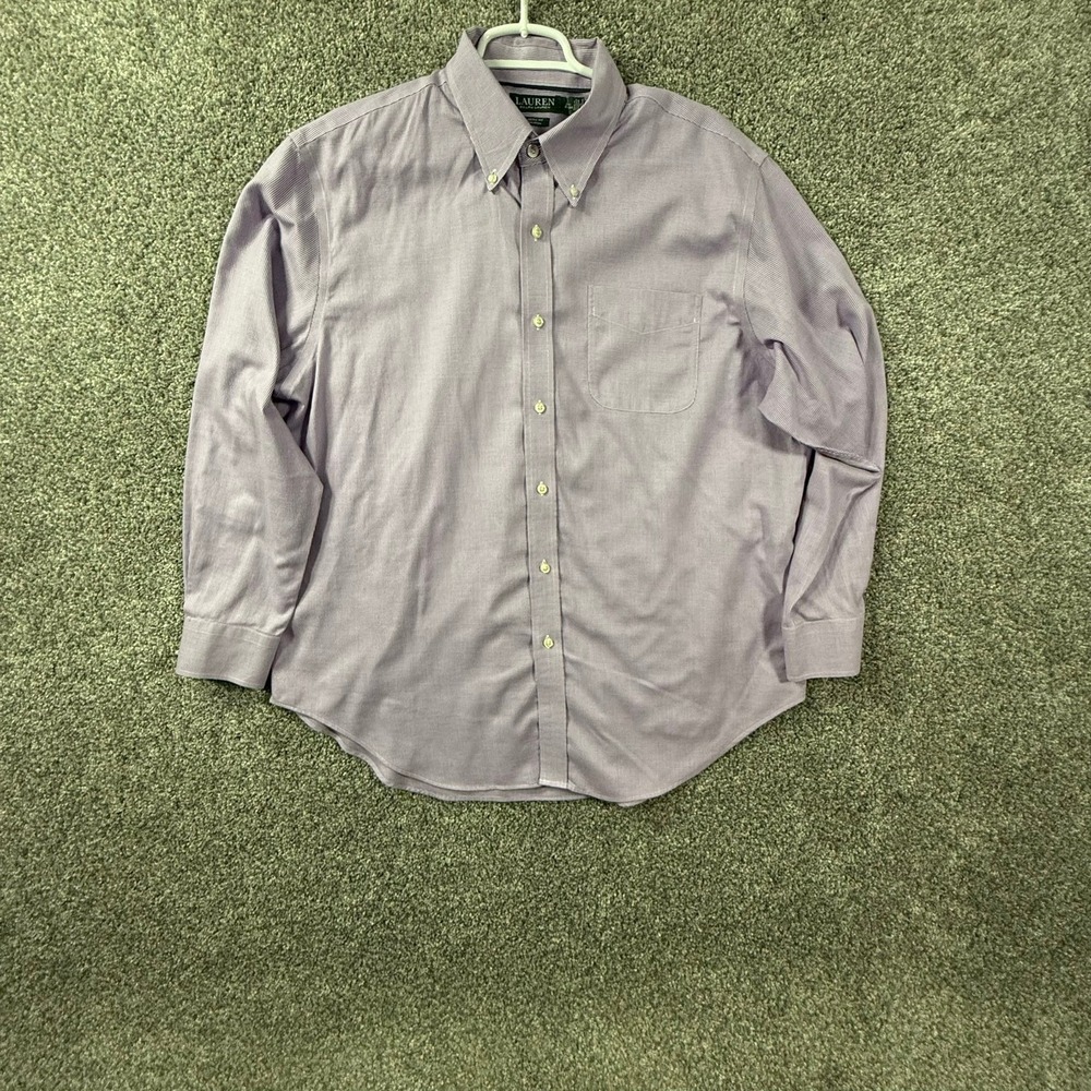 Lauren Ralph Lauren Mens Purple Micro Check Non Iron Dress Shirt 17.5 34/35